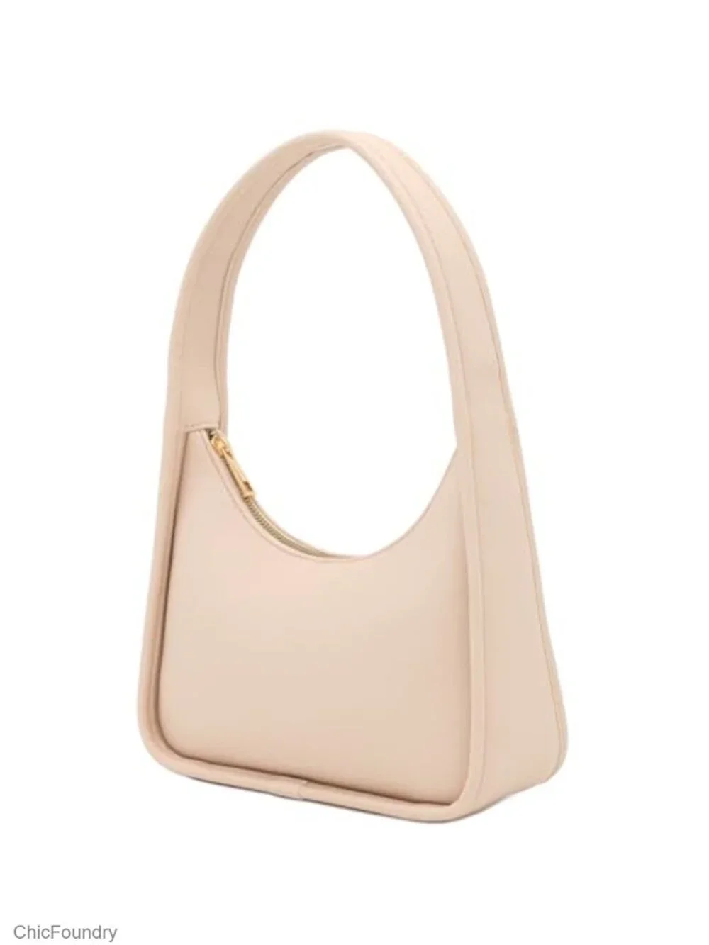 Faux Leather Hobo Shoulder Bag with Zipper - 9